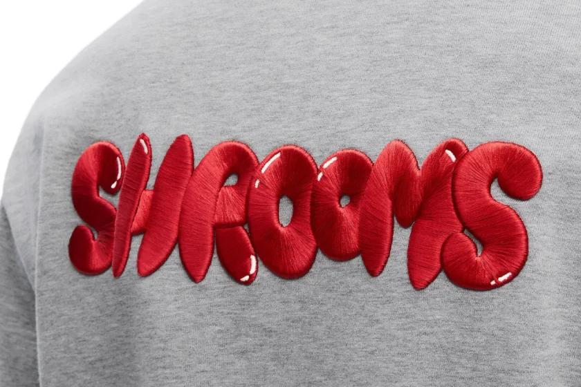 3D embroidery stitch detail on custom sweater
