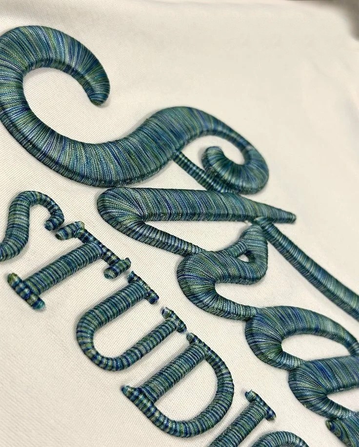 3D puff embroidery design samples for custom knitwear