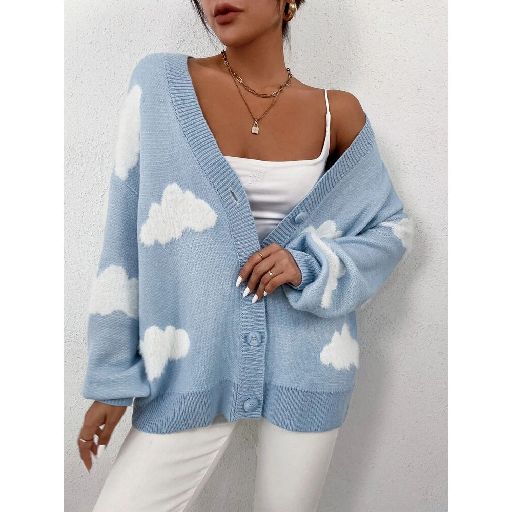Argyle cardigan for women custom pattern knitwear