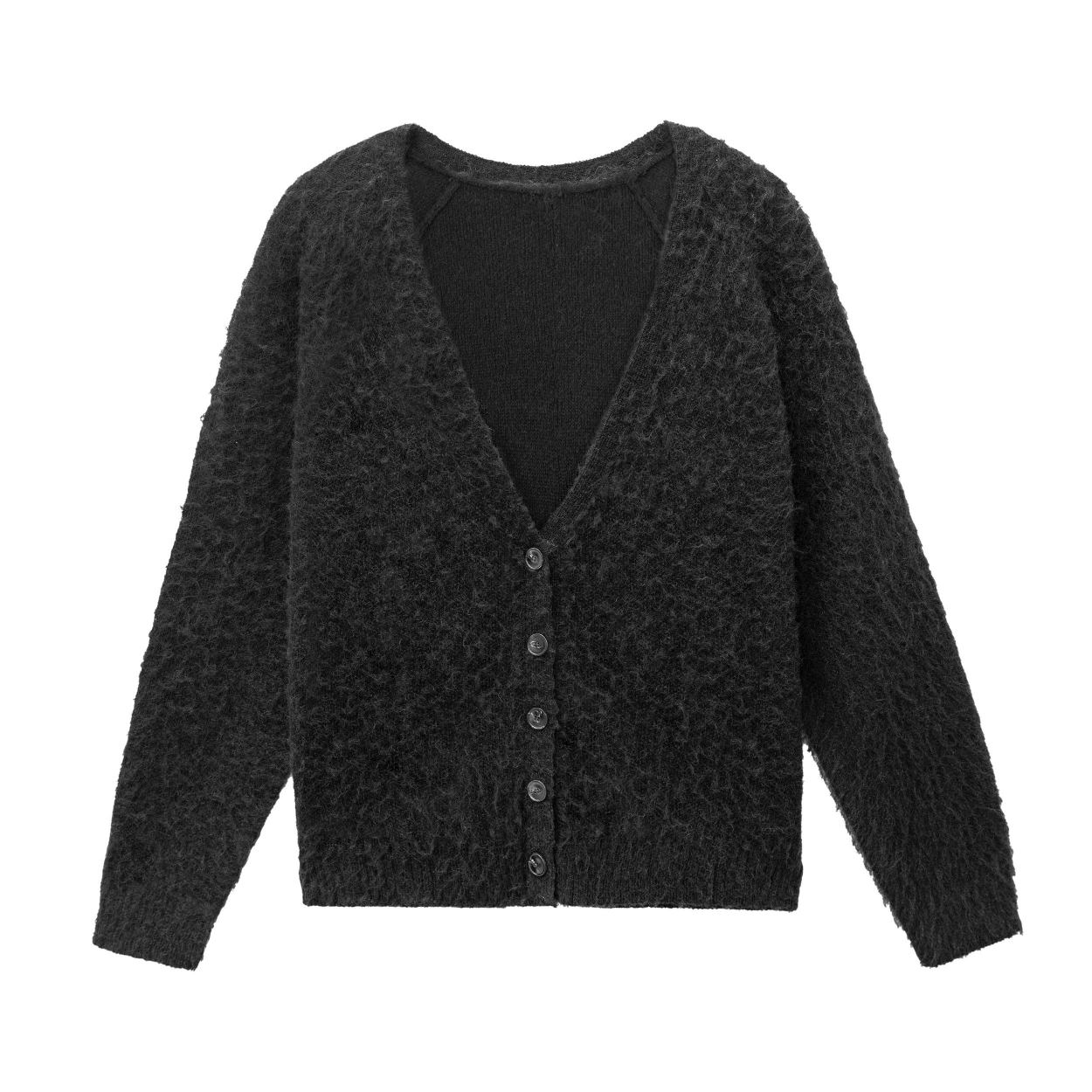Black shawl collar men's cardigan custom knitwear