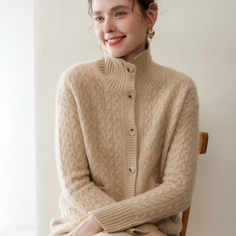 Luxury cashmere cardigan custom manufactured knitwear