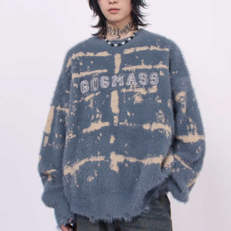 Chenille popcorn pullover sweater custom knitwear