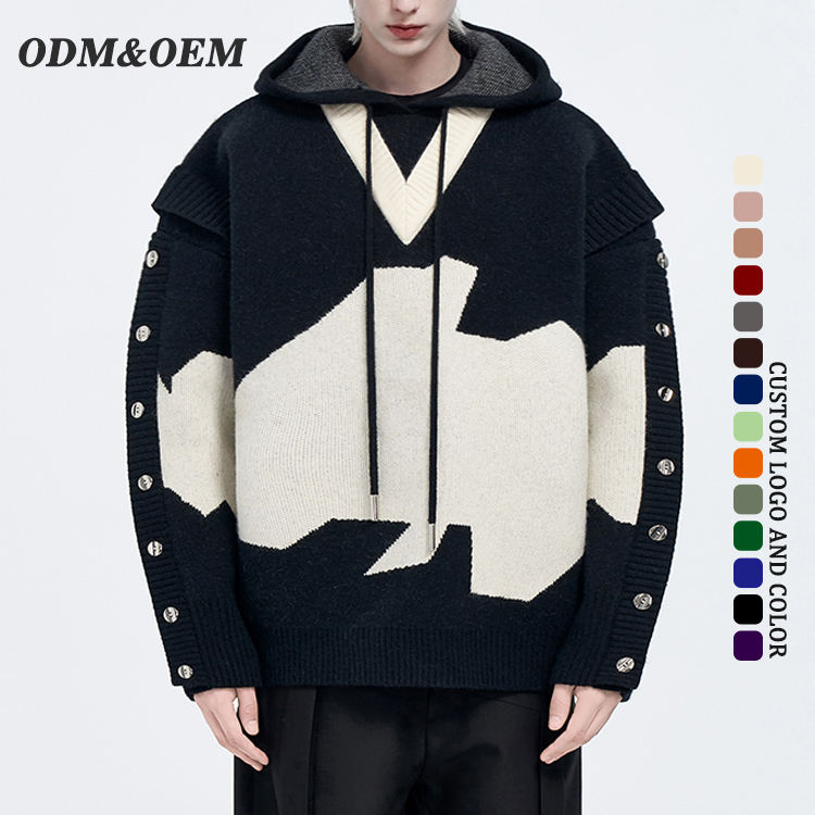 chunky knit hooded sweater men
