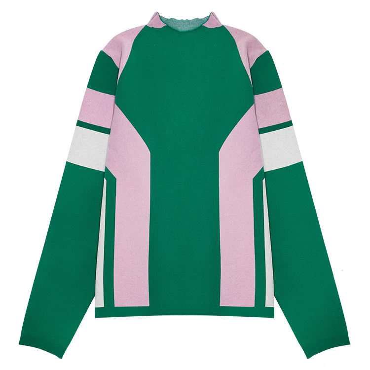 Circle shirttail hem pullover sweater