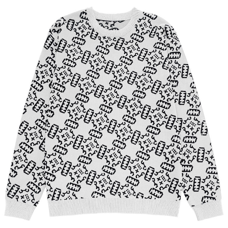 Crazy stripe mock neck pullover sweater