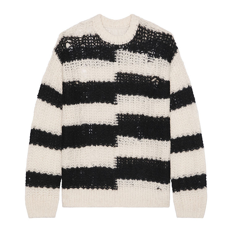 Crew neck pullover sweater with tie detail