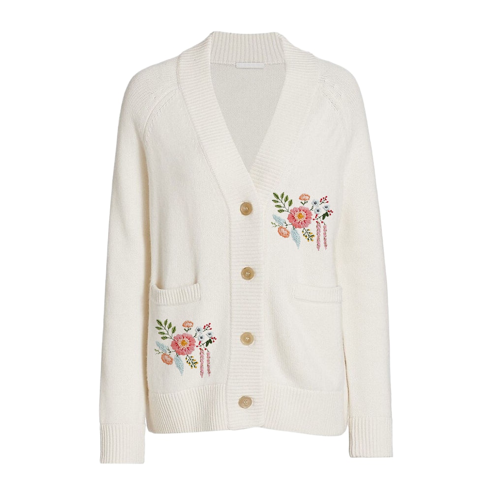 Custom embroidered cardigan sweater with decoration