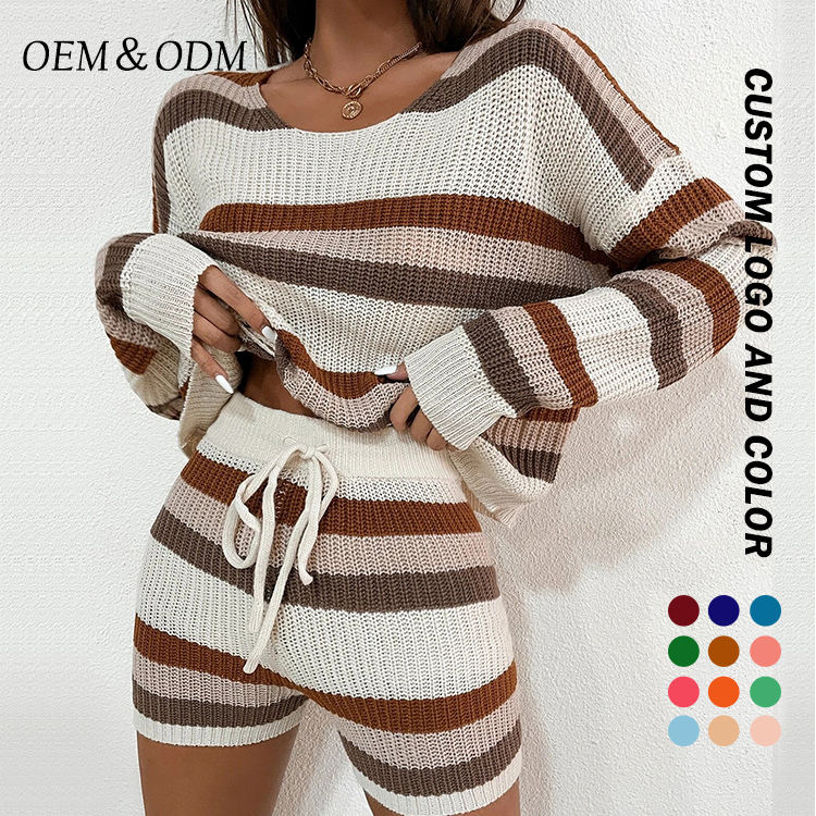 Fitted knit sweater set custom fashion knitwear