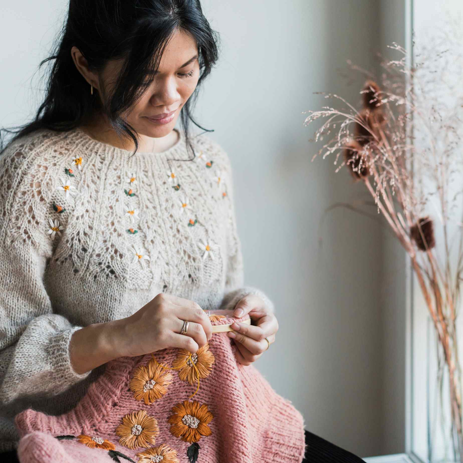 Custom flat embroidery sweater from CENWILD knitwear manufacturer
