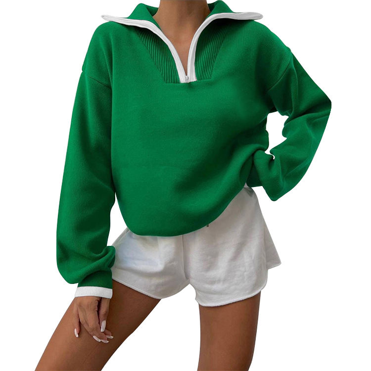 French toast quarter zip knit pullover sweater