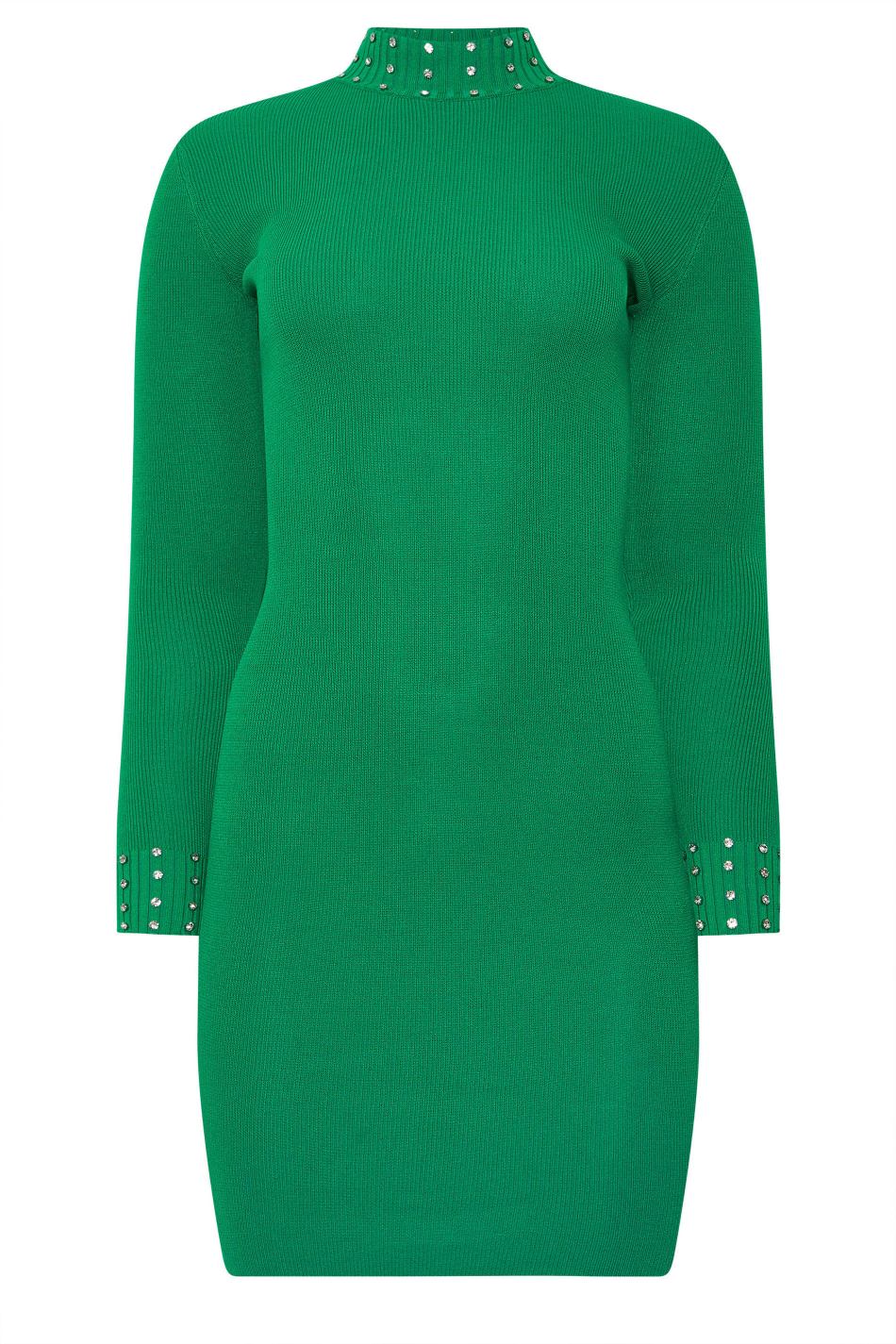 Full sleeve knit sweater dress for women