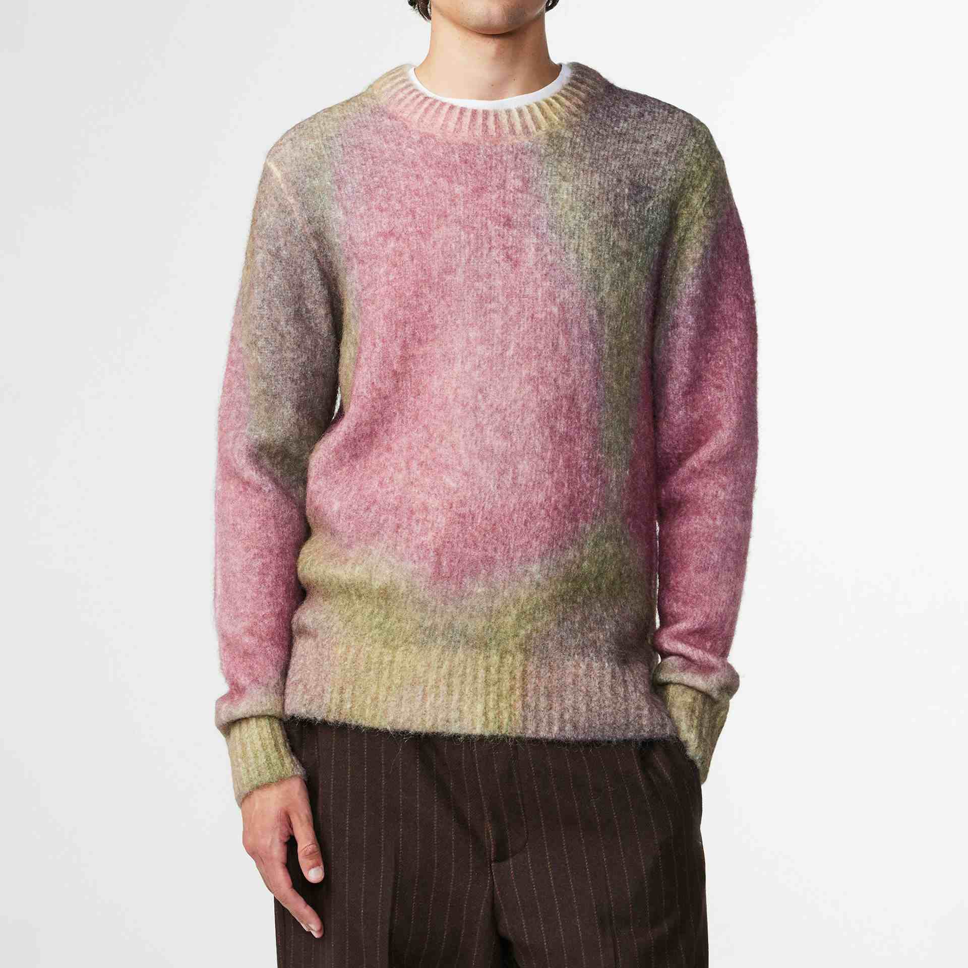 Funnelneck cotton pullover sweater with high collar