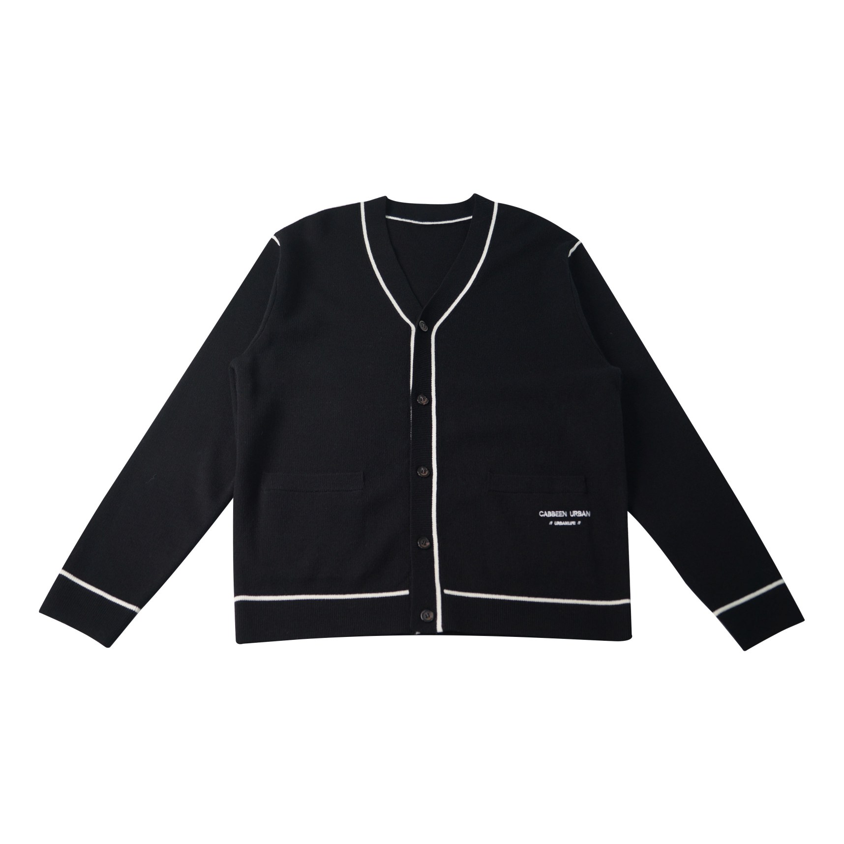 Logo button cardigan jacket custom knitwear with branding