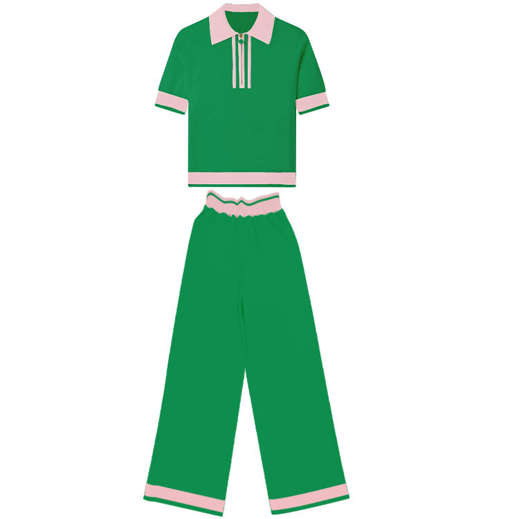 Long matching sweater set for custom knitwear production