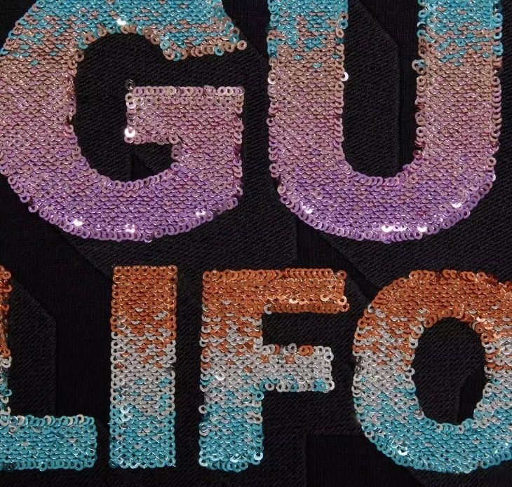 Love sequin embroidery patches for knitwear