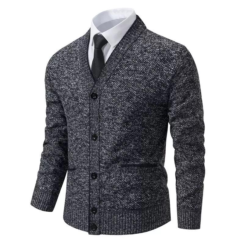 Men's gray cardigan sweater
