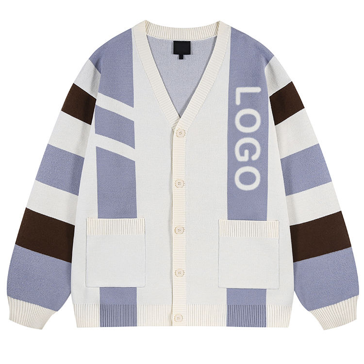 Men's long hooded cardigan sweater