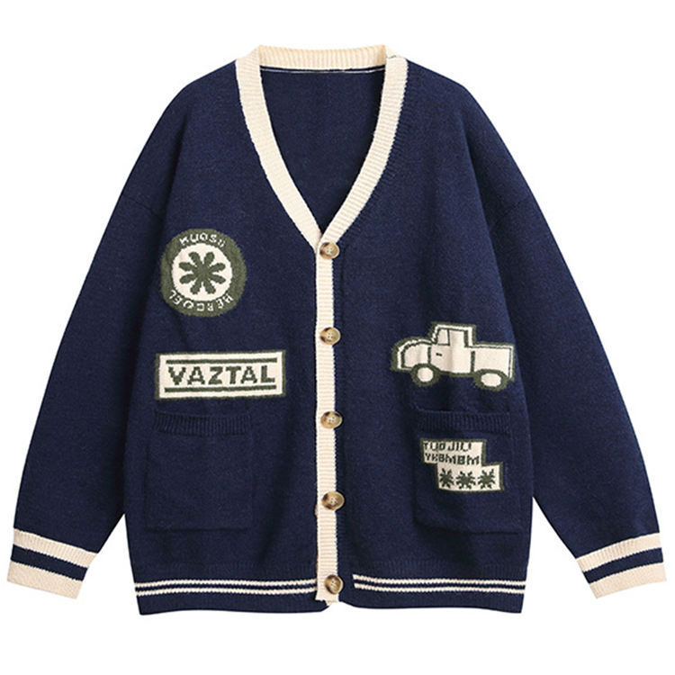 Men's knitted texture cardigan sweater