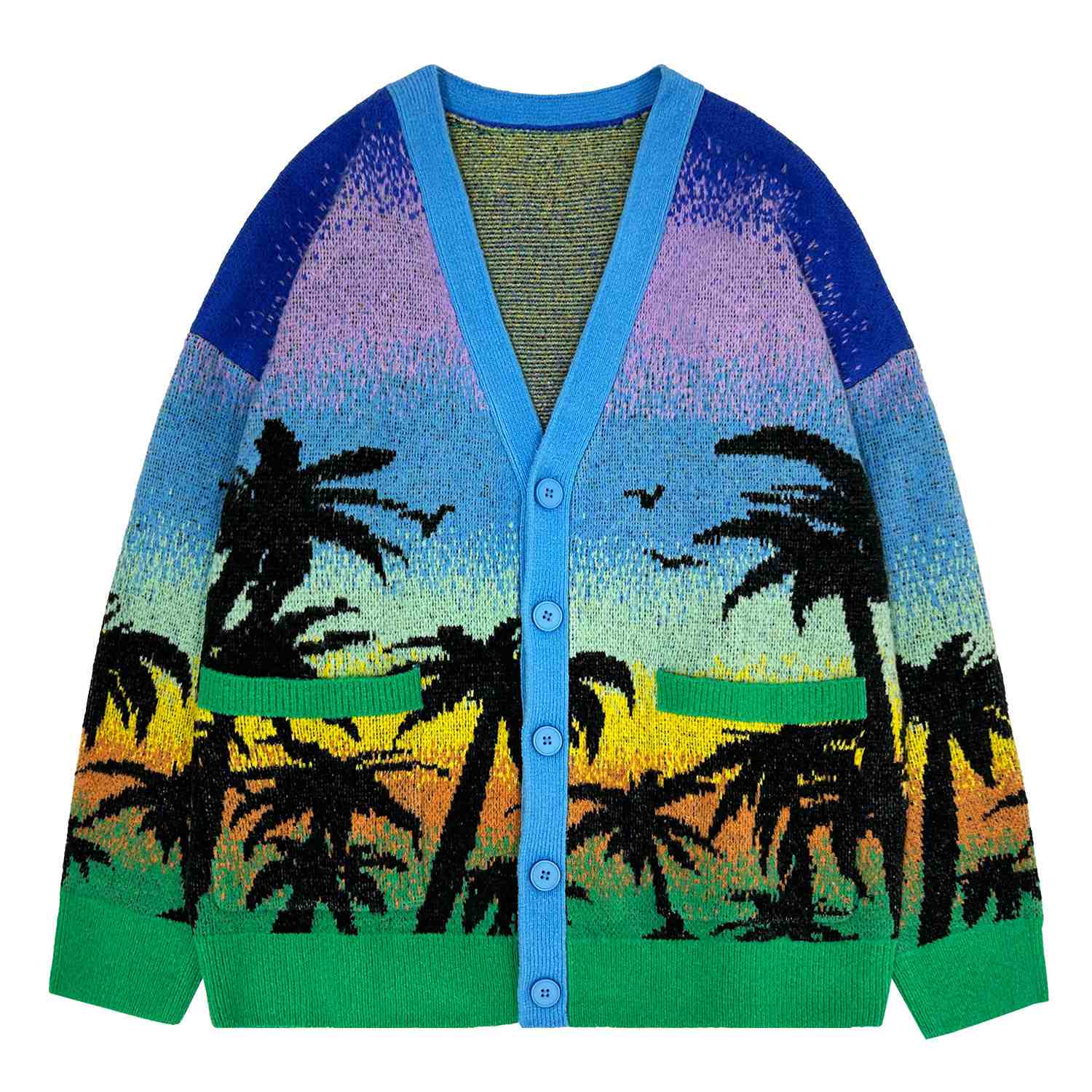 Men's light blue cardigan sweater