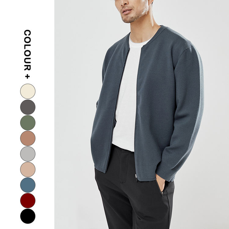 Men's cable knit shawl collar cardigan custom