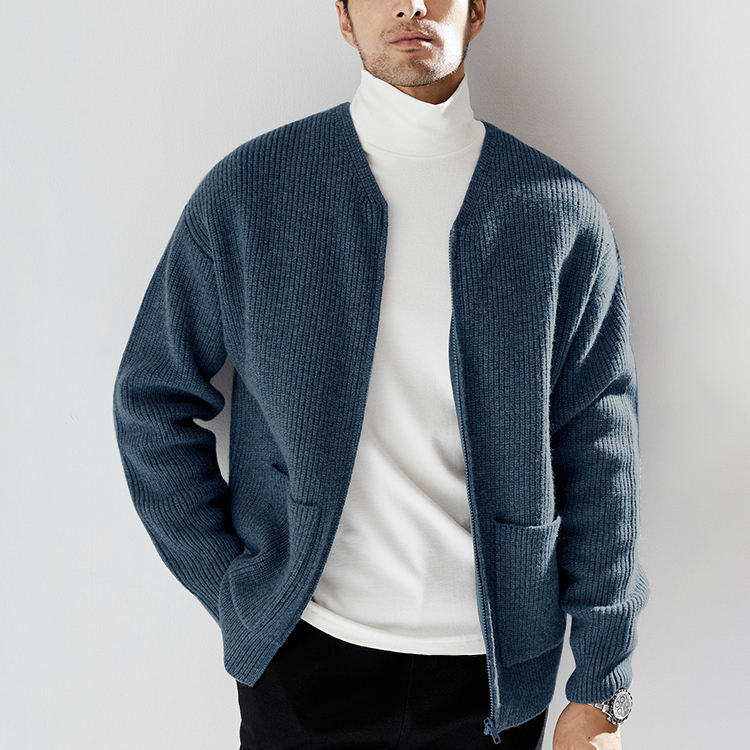 Men's slim fit cardigan sweater custom knitwear