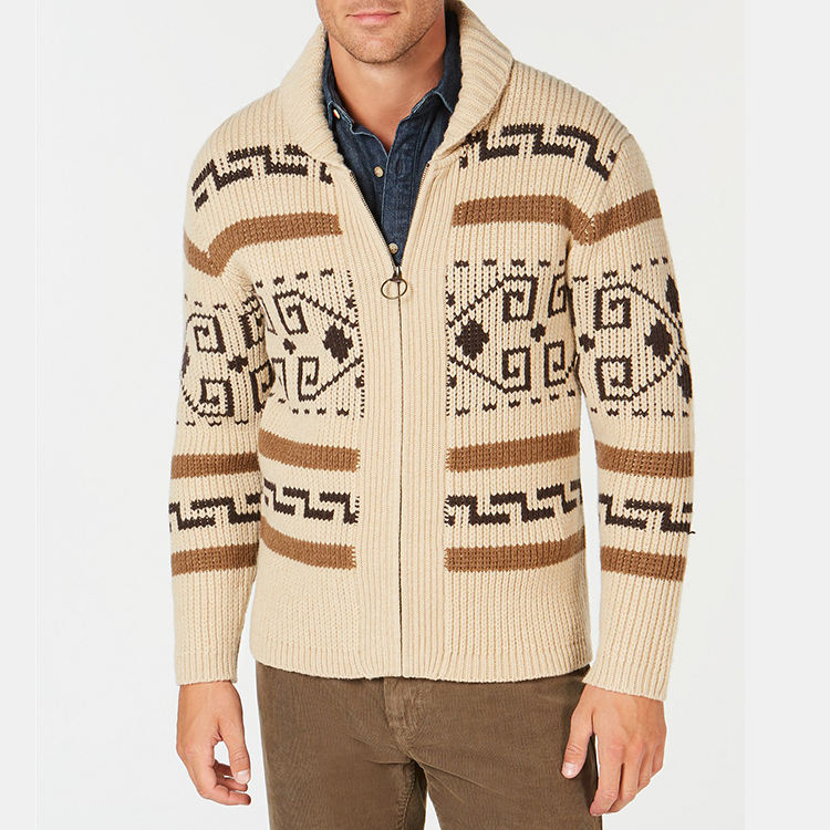 Men's smooth mercerized cotton cardigan custom manufacturing
