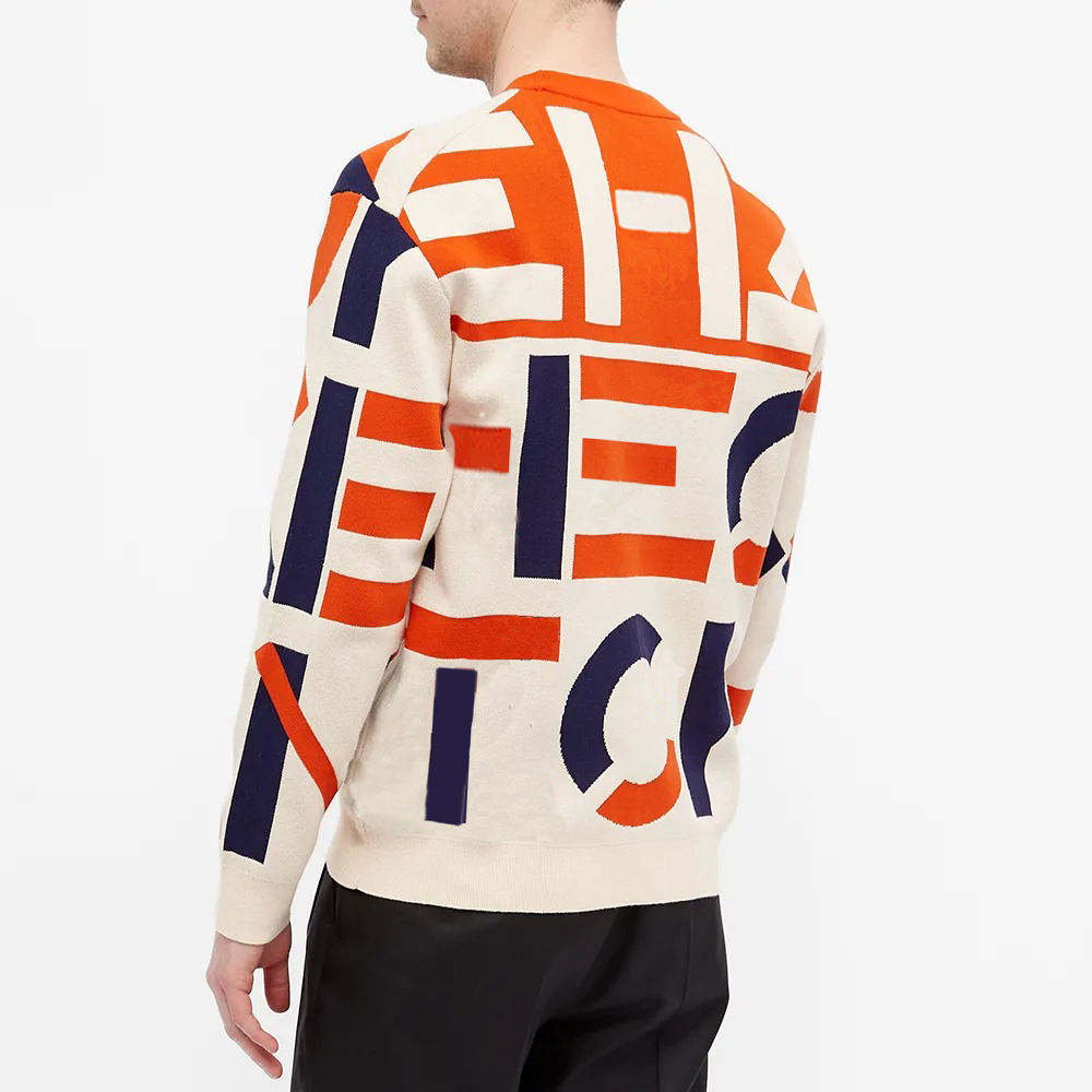 Men's pullover sweater with jacquard letter pattern