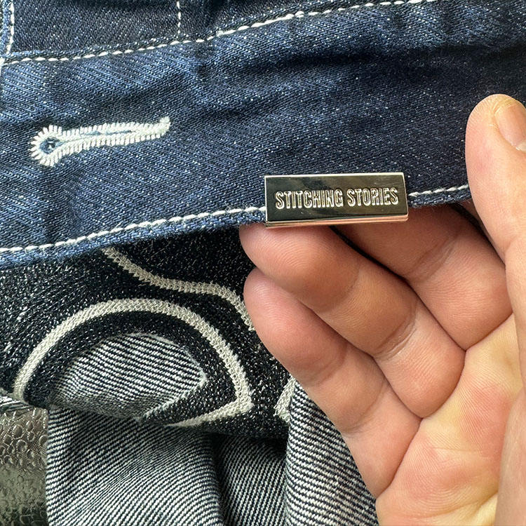 Metal clothing label for custom knitwear branding