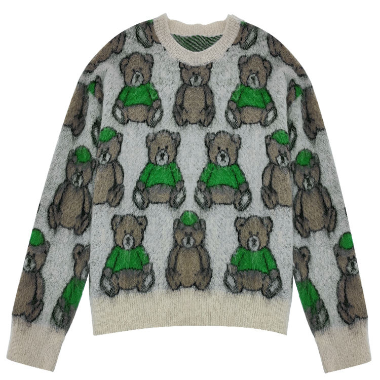 Mixed stripe pullover sweater custom knitwear design