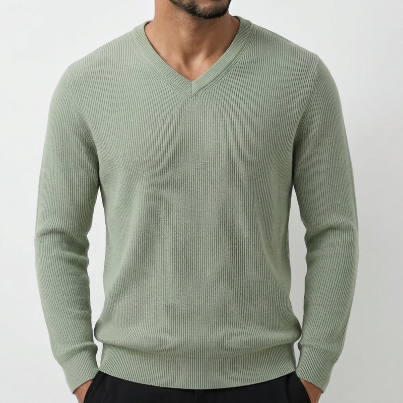 Mock neck pullover sweater custom knitwear production