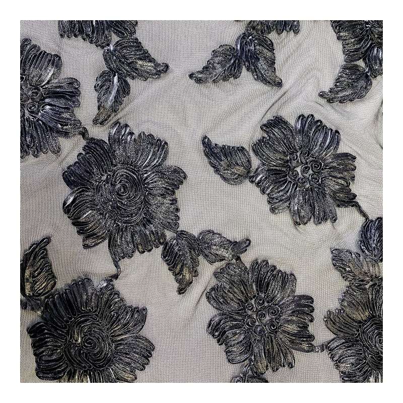 Ribbon embroidered flowers on custom knitwear