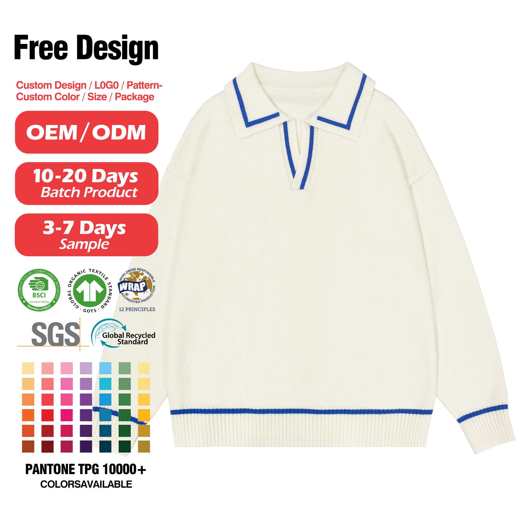 Embroidered Turtleneck Pullovers