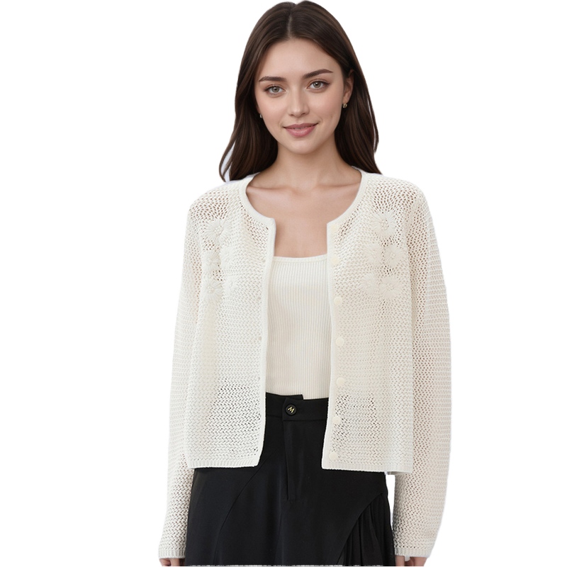 Women's short sleeve cardigan custom knitwear