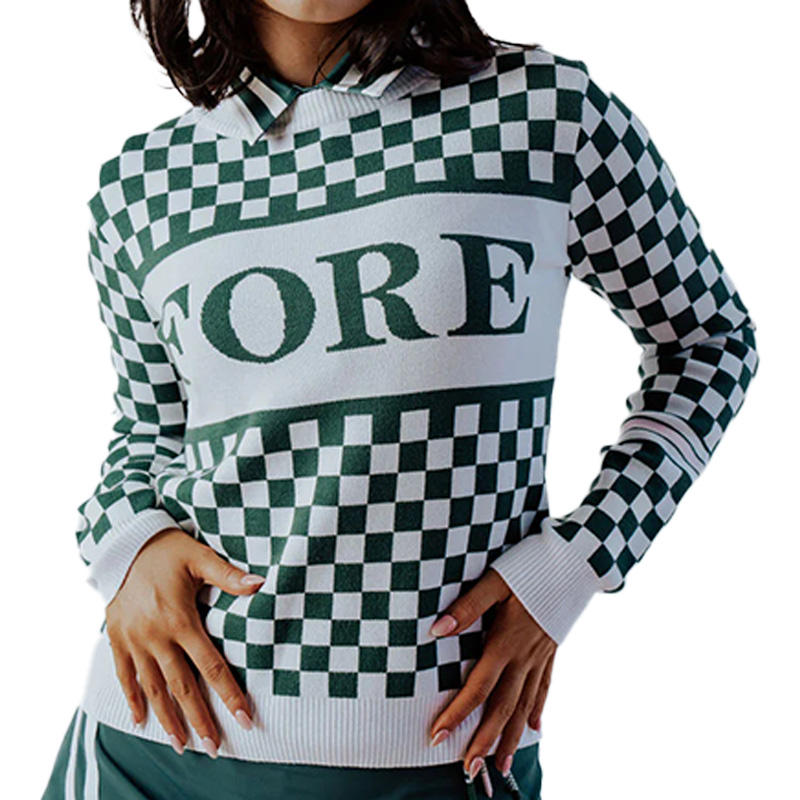 Soft checkered knit sweater custom pattern knitwear