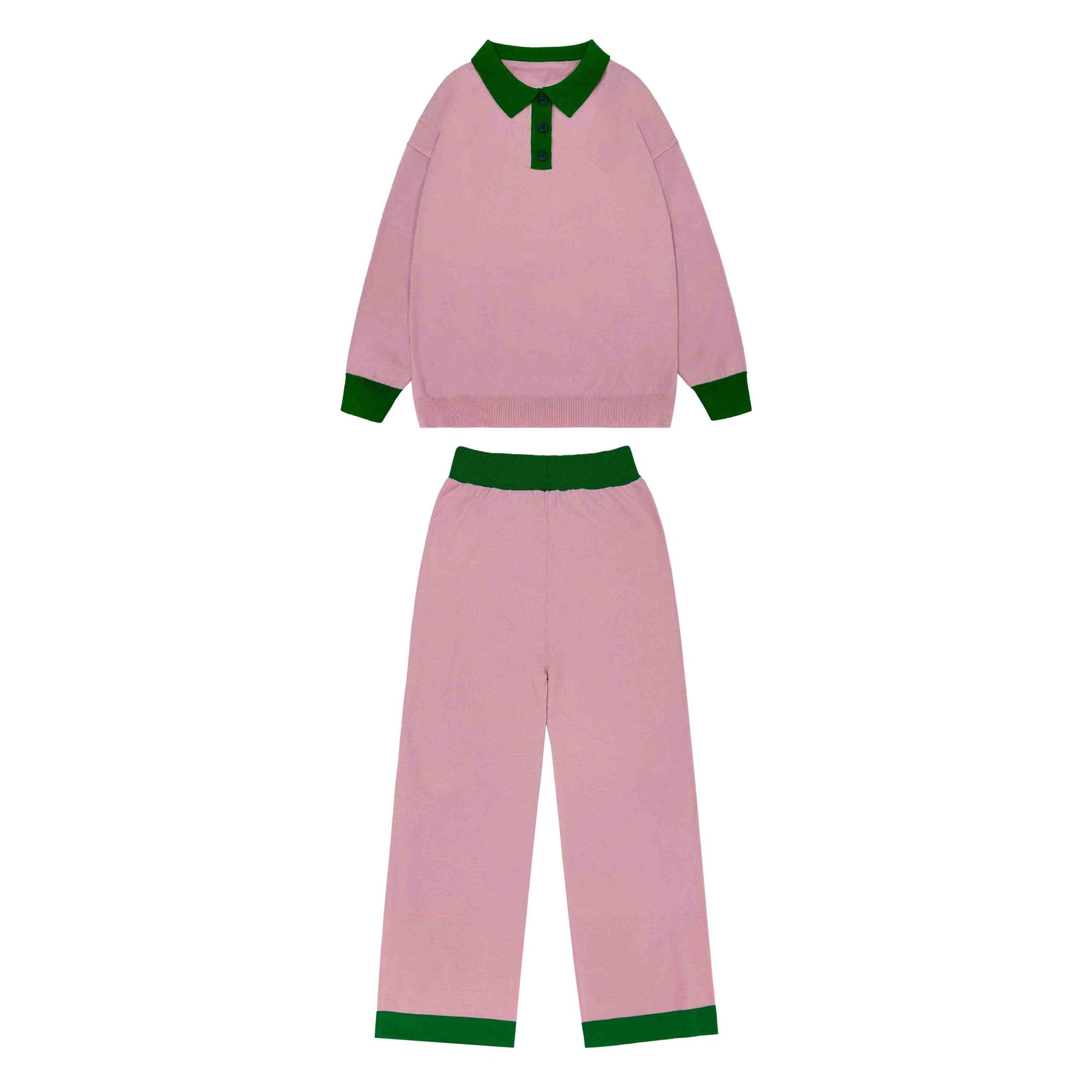 Solid color matching sweater set for fashion brands