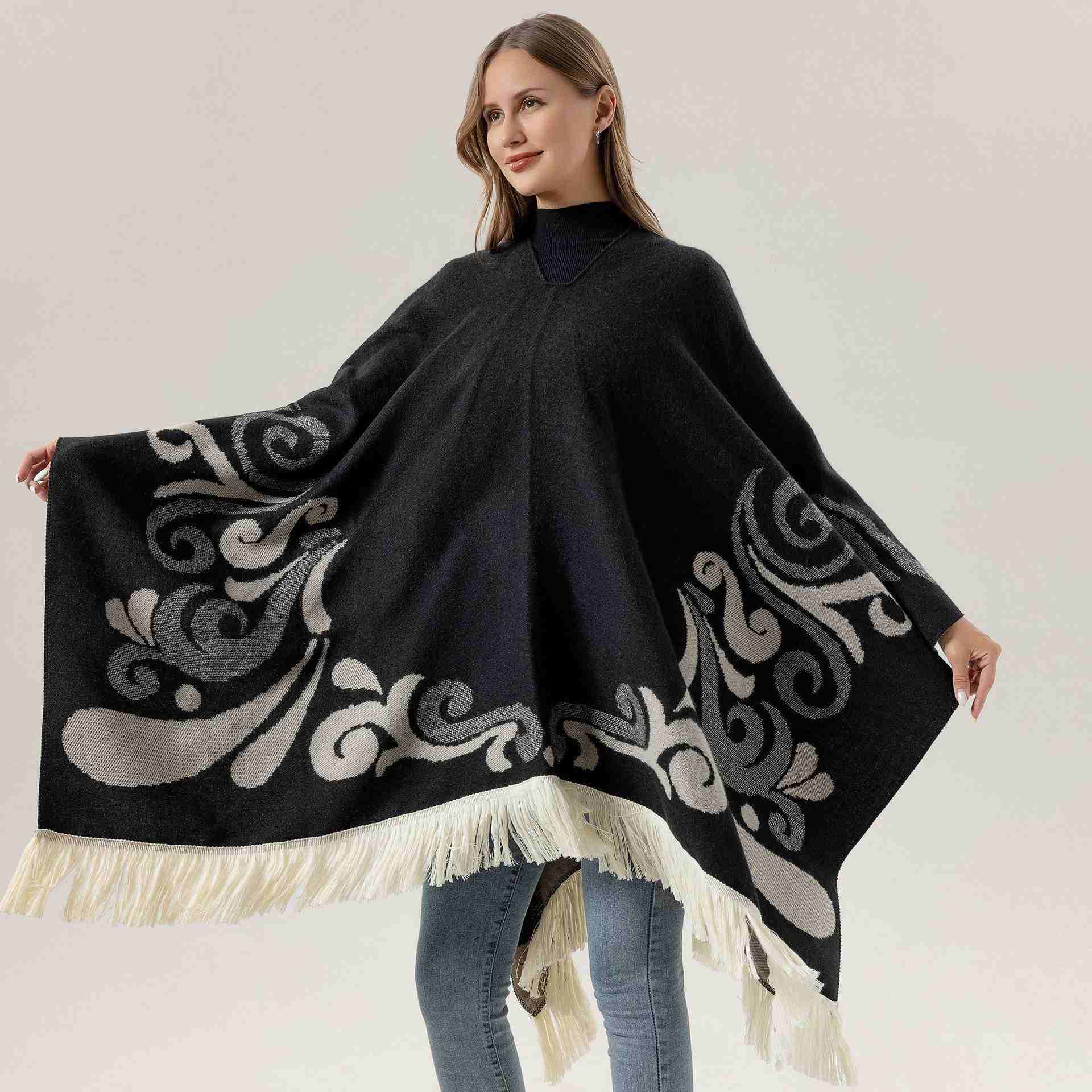 Custom knit sweater shawl for women