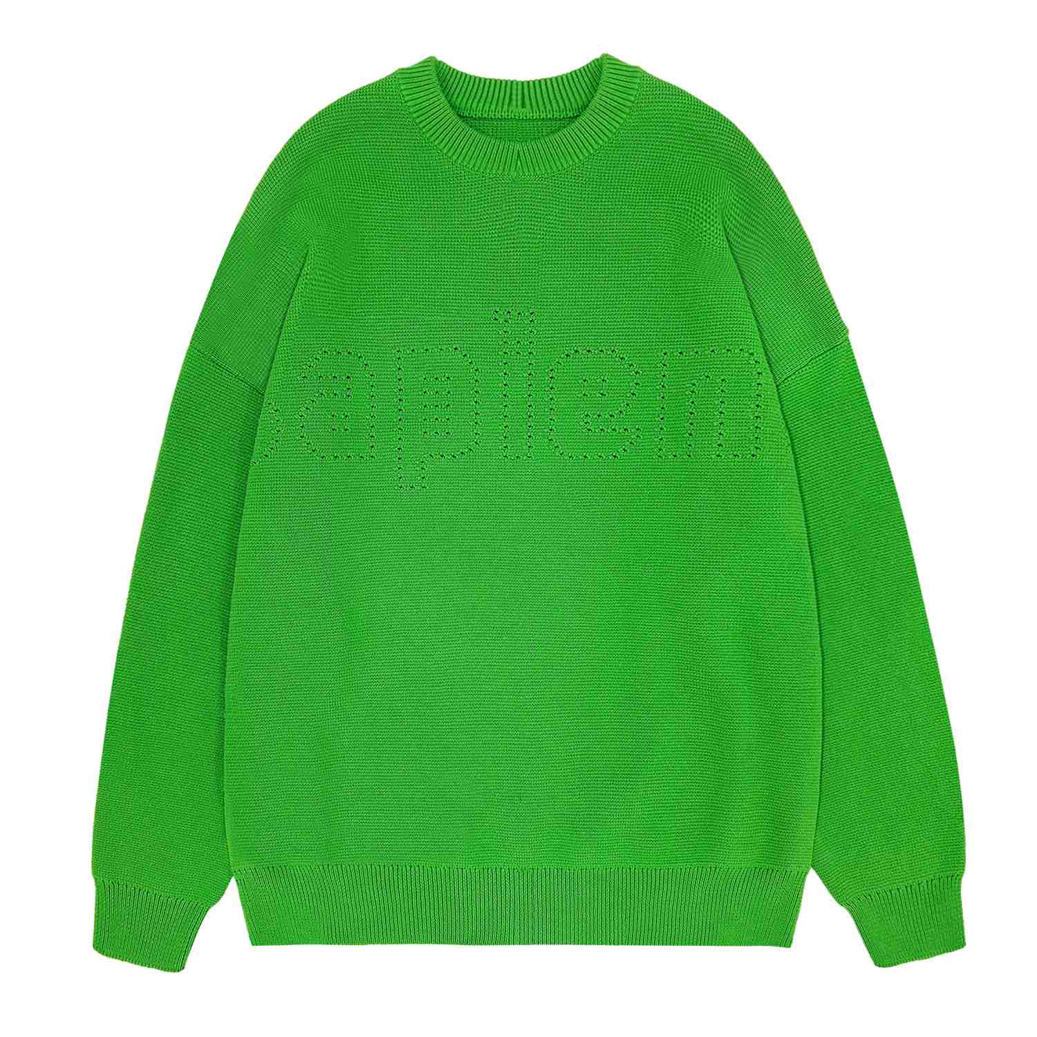 tree green white print knit pullover sweater