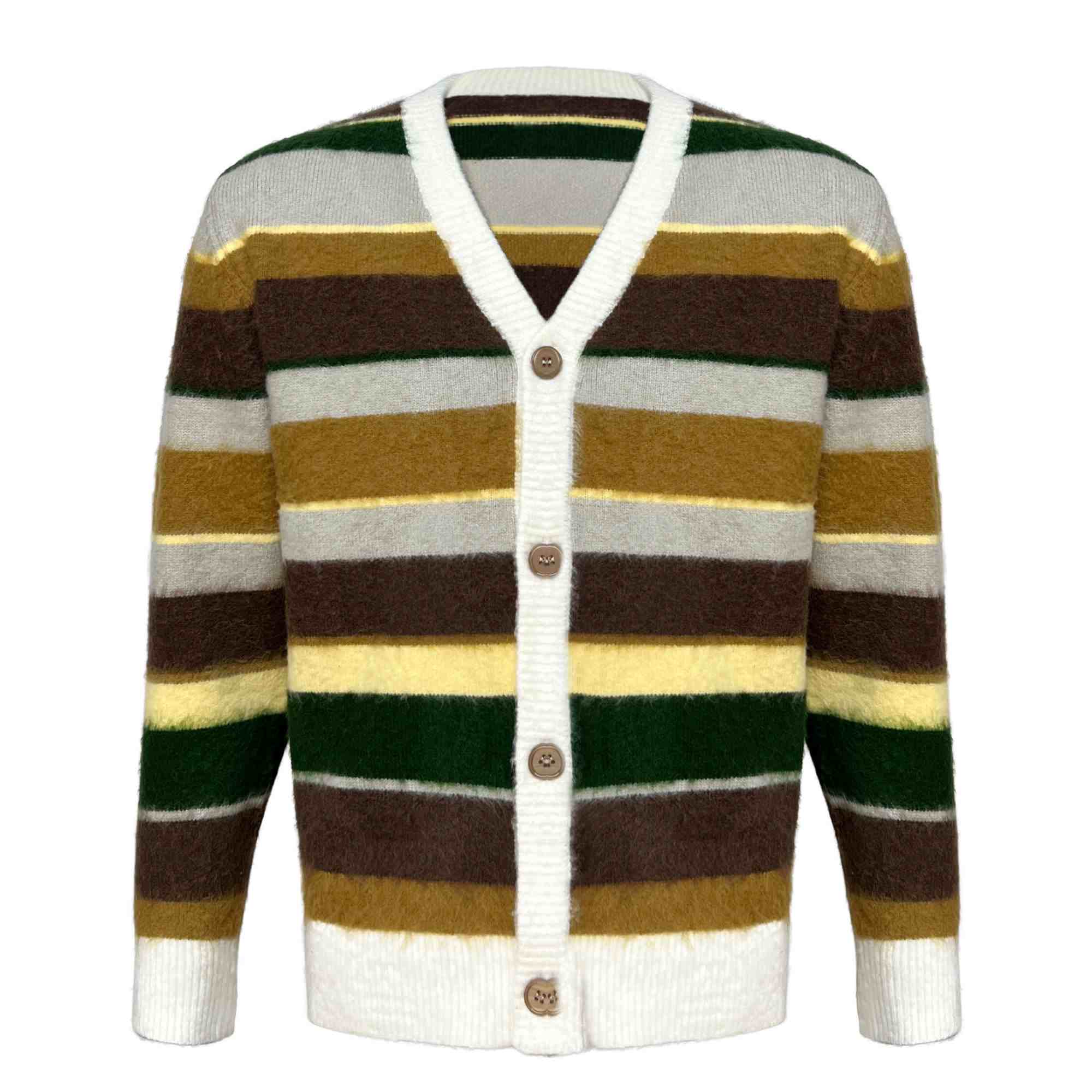 Waffle knit men's cardigan with textured pattern